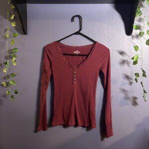 Red Hollister Botton Down Long Sleeve Shirt